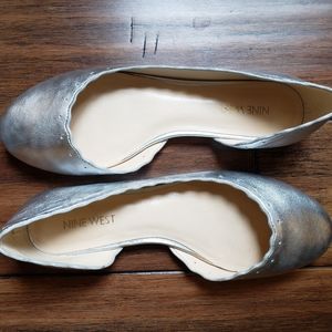 Nine West Silver Flats Wedding Shoe
